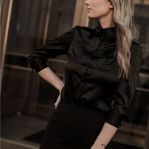 Vintage DIANE VON FURSTENBERG Black Silk Shirt